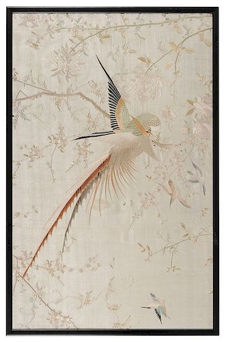 Japanese Silk Bird Embroidery 