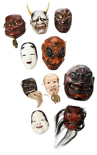 Ten Japanese Noh Theatre Masks