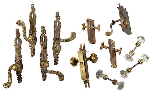Twenty Bronze And Cut Glass Door Knobs And Sets