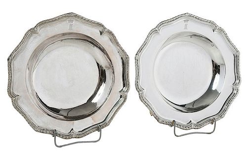 Two George II English Silver Shallow Bowls