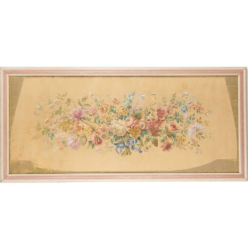Large antique floral painted textile design