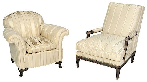 Two Modern Upholstered Arm Chairs