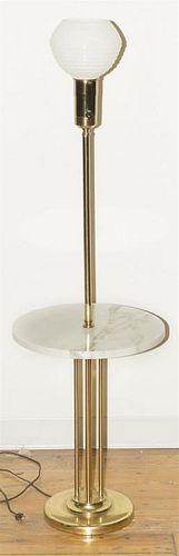 An Italian Brass and Marble Floor Lamp, Height overall 53 inches.