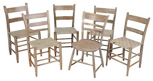 Assembled Set of Six Thumb Back Chairs