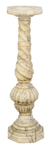 Variegated Carved Marble Pedestal