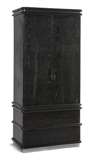 An American Ebonized Oak Cabinet, Jay Spectre for Century, Height 82 x width 37 x depth 21 1/2 inches.