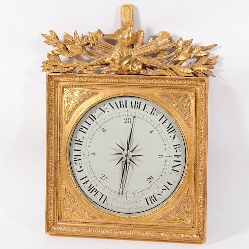 Louis XVI carved gilt wood barometer