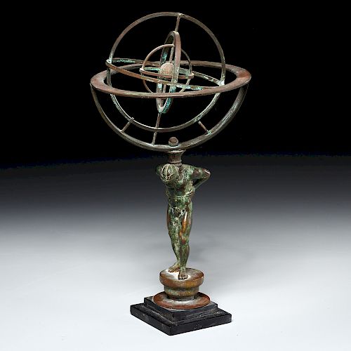 Continental patinated bronze Armillary sphere