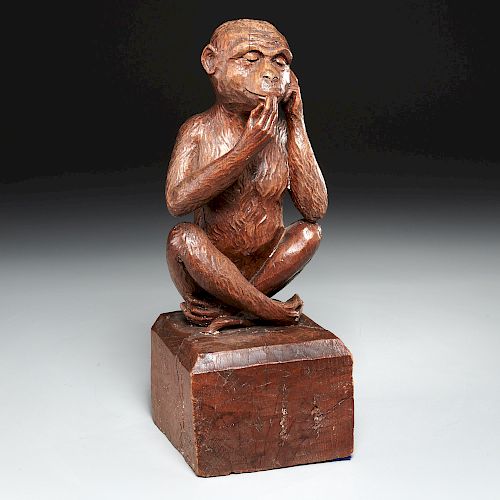 Continental carved wood monkey