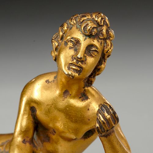 Continental gilt bronze male nude
