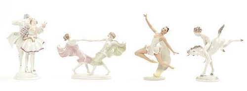 Four Hutschenreuther Porcelain Figures, Height of tallest 9 inches.