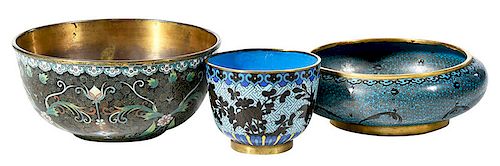 Three Fine Chinese Cloisonne Objects