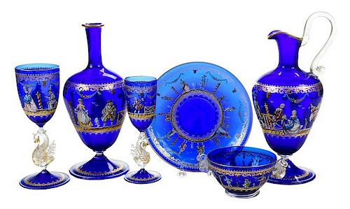 17 Pieces Moser Salviati Venetian Glass