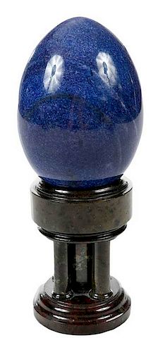 Grand Tour Style Sodalite Egg and Agate Pedestal