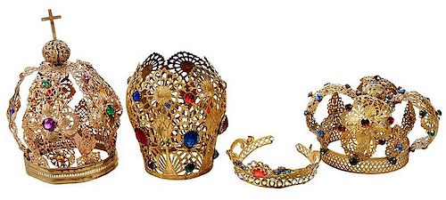 Four Gilt Devotional Crowns