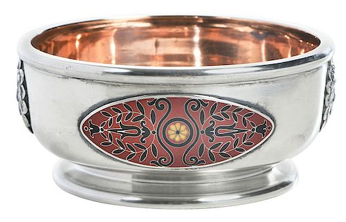 Fabergé or Fabergé Style Silver Footed Bowl