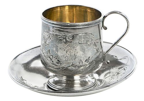 Russian Silver Teacup/Saucer