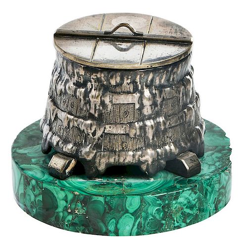 Russian Silver Plate Barrel Form Box