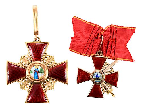 Two Russian Imperial Order of St. Anne Medals 