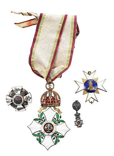 Four Russian Enamel Decorated Imperial Badges