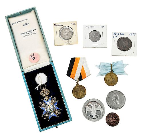 Nine Russian Associated Medals and Coins