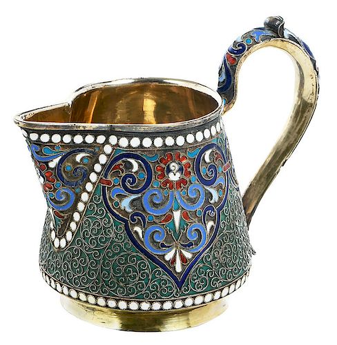 Russian Gilt Silver and Enamel Pitcher