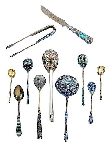 11 Russian Silver Spoons