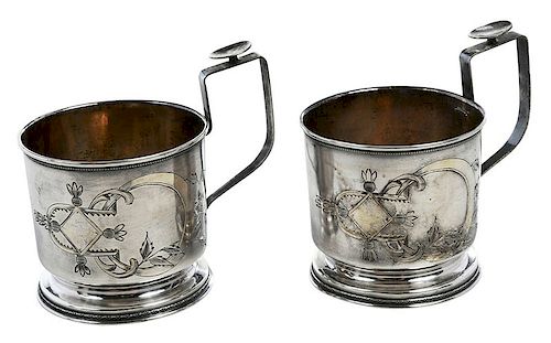 Two Russian Silver Cup Holders