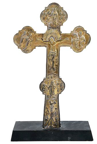 Russian Gilt Silver Reliquary Cross