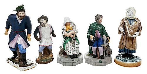 Five Russian Porcelain Figures