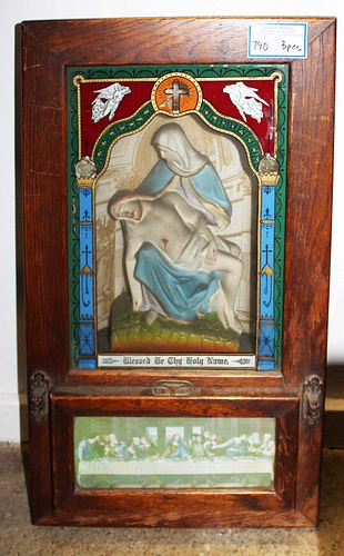 3 Victorian framed Catholic religious dioramas