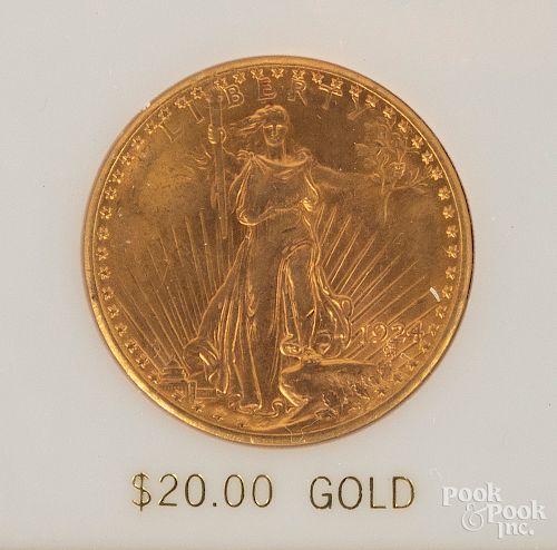 1924 St. Gaudens twenty dollar gold coin NCI MS 6