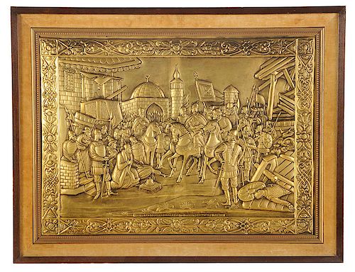 Large Russian Brass Relief Scene