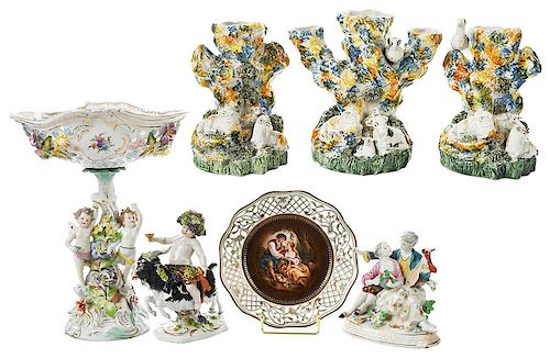 Seven Pieces British and Continental Porcelain