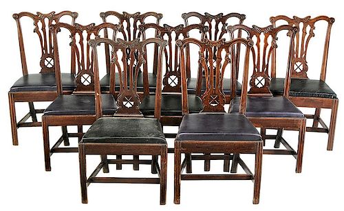 Set of Nine Chippendale Mahogany Dining Chairs