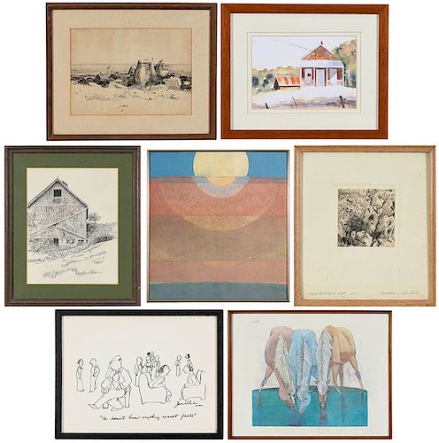 Seven Framed Works of Art
