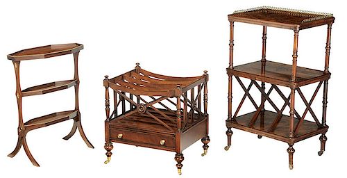 Three Regency Style Canterbury, Occasional Tables