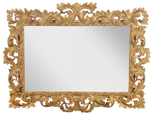 A Rococo Style Carved and Giltwood Mirror