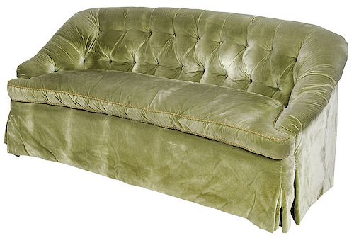 A Tufted Velvet Upholstered Modern Sofa