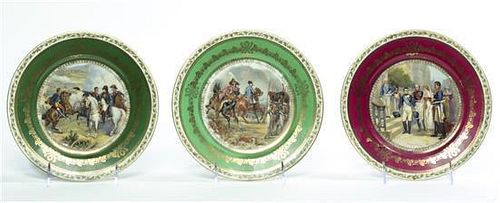 A Set of Six Continental Porcelain Plates, Diameter 8 1/2 inches.