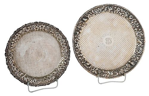Two Repoussé Sterling Trays