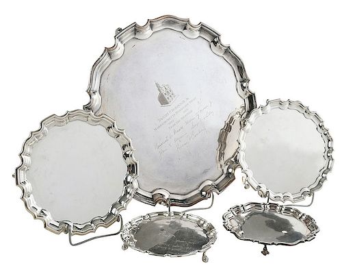 Five English Silver Trays