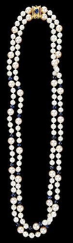 18kt. Pearl and Sapphire Necklace