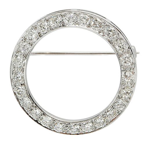 Platinum and Diamond Circle Brooch