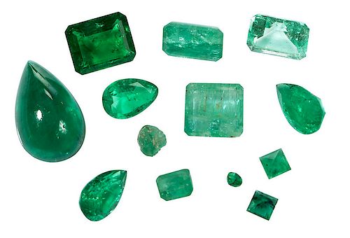 Parcel of 13 Emeralds