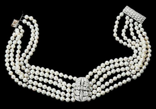 14kt. Pearl and Diamond Necklace