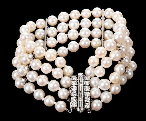 14kt. Pearl and Diamond Bracelet