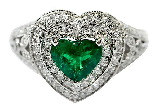 18kt. Emerald and Diamond Ring
