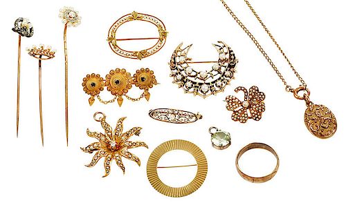 13 Pieces Antique Jewelry 