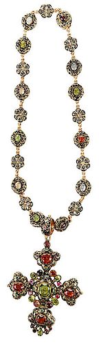 Gold and Gemstone and Enamel Necklace